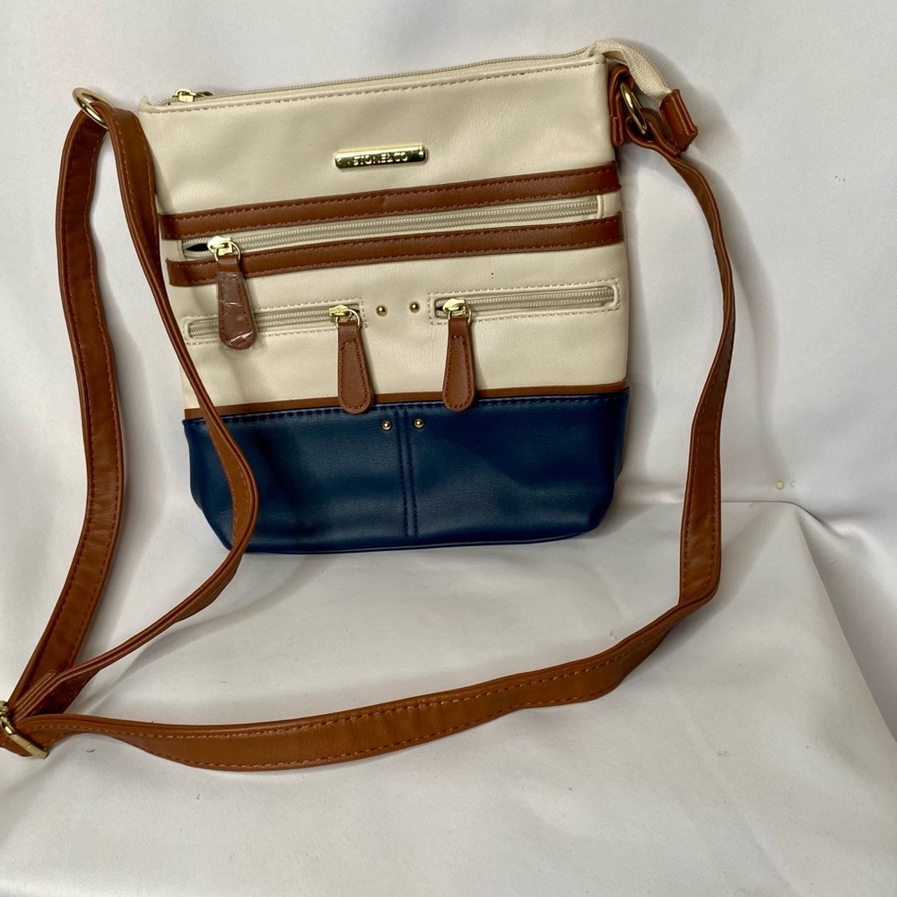 Stone & Co. Stylish Cream and Blue Crossbody Bag